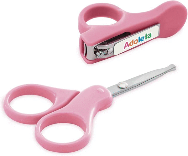 KIT TESOURA E CORTADOR UNHAS BEBE ROSA