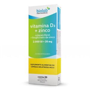 VITAMINA D3 + ZINCO 2000UI+20MG CX 30 CAP
